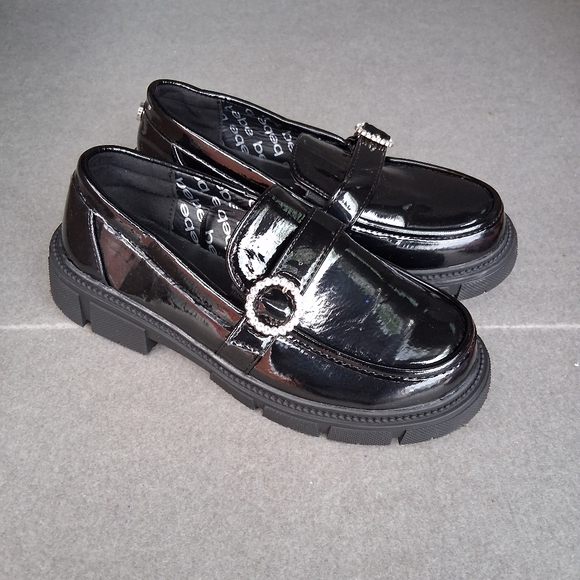 Bebe Shiny Black Loafers - Picture 1 of 5